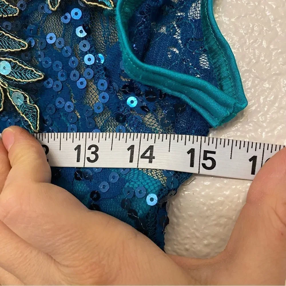 Costume Gallery solo dance costume dress lyrical ballet Teal sequin SA adult